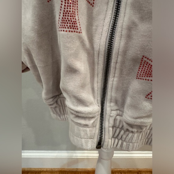 Unknown London grey velour zip up jacket with Rhinestone crosses - Picture 3 of 7